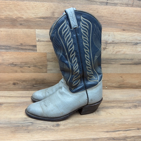 Tony Lama 8056 Mens size 9.5D Boots Black Label Blue Leather Cowboy Western - Picture 2 of 10